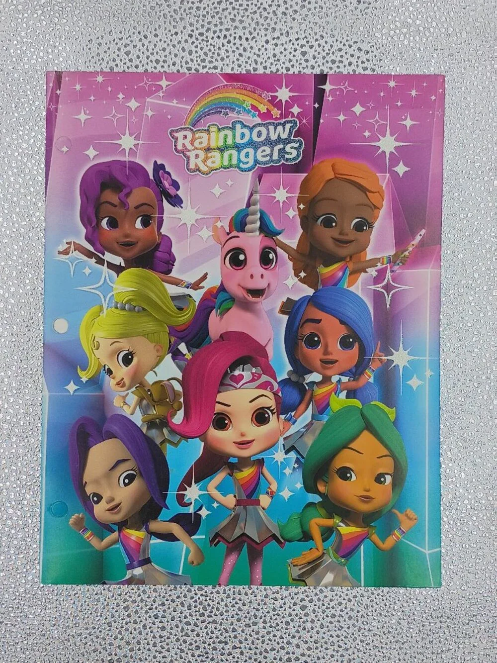 3-Pc Rainbow Rangers Heavy Duty 3-Ring Glossy Folders Glitter School Supplies